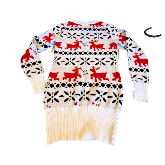 Tipsy Elves Red & White Fair Isle Sweater Dress - Size Medium - NWT - Picture 9 of 9